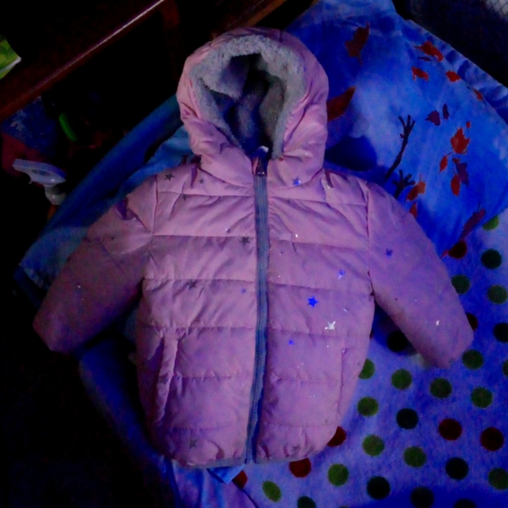 Pink puffy toddler coat